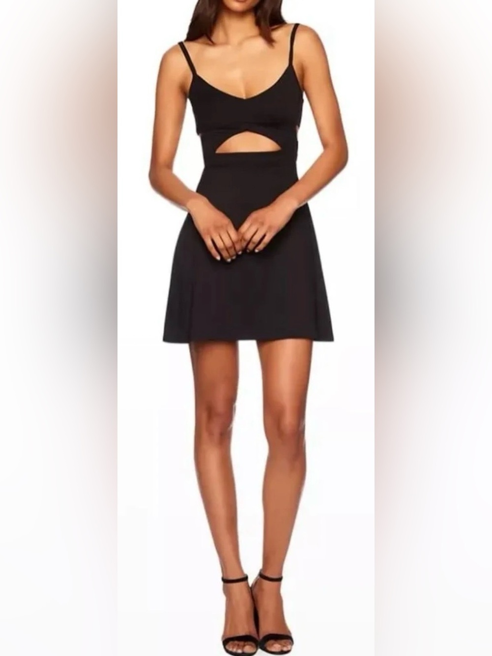 Susana Monaco Black Mini Dress with Front Cutout Summer dress Black Size XL